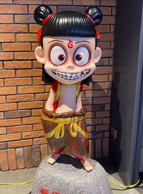 哪吒魔童玻璃钢雕塑敖丙人物模型商场落地户外美陈景区装饰大摆件