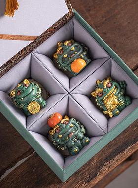 中式招财貔貅前程似锦特色工艺品办公室工位解压摆件定制logo送礼