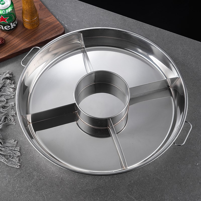 创意小龙虾分格两三四五六八格多味拼盘不锈钢海鲜大咖盘小龙虾宴 - 图1