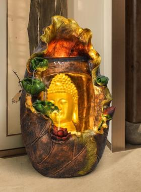佛像流水喷泉摆件客厅摆设玄关加湿器观音禅意水景观店铺开业礼品