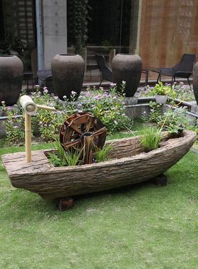 庭院水车流水摆件循环水景观花园布置风水轮喷泉造景民宿小院装饰