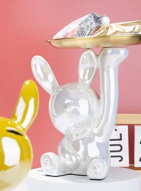 高档兔子玄关摆件高级感小众家居电视柜装饰桌面摆件轻奢乔迁礼品