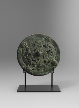 手作铜镜展示架青铜镜铁支架古玩玉璧赏盘铁艺盘子架定制