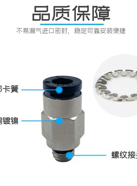 微型迷你气动接头PC快速插接头3/4/6-M3/M5气管接头直通弯头小体