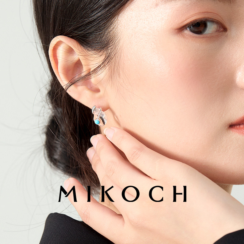 MIKOCH925银蓝宝石耳钉女款2025高级感轻奢小众配饰复古文艺耳饰,淘宝优惠券,粉丝福利购,淘宝优惠卷