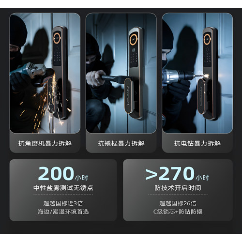 Natter耐特入户门4G联网锂电池IC卡锁不锈钢猫眼功能远程控制防撬 - 图0