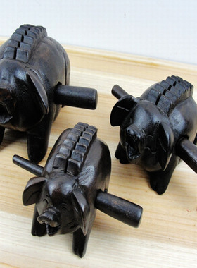 泰国芒果木动物木雕招财猪多型号工艺品业送礼家居儿童