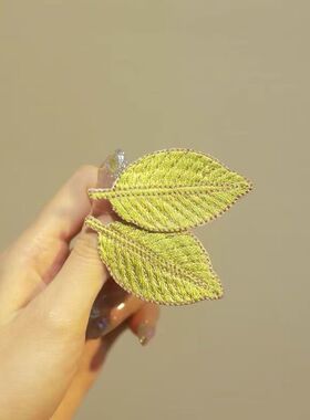 刺绣叶子清新发夹精致简约森系