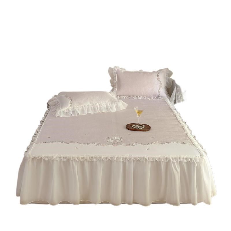 夏季法式公主风冰藤席三件套床裙款可水洗夏天花边款空调软席子,淘宝优惠券,粉丝福利购,淘宝优惠卷