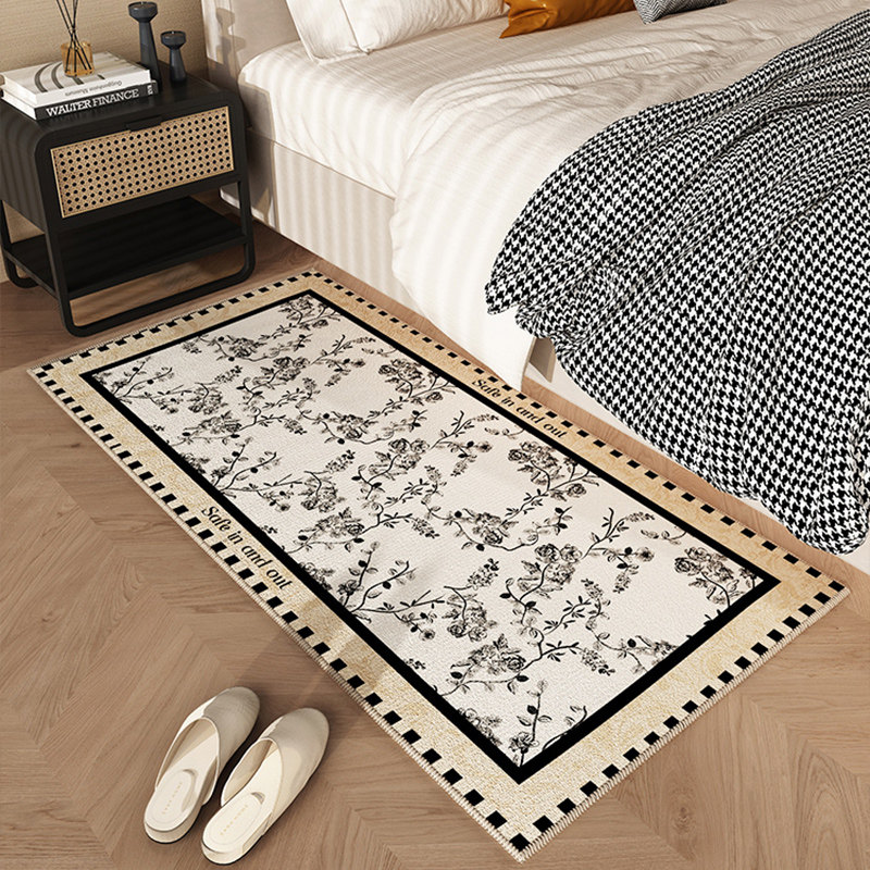 Waterproof and anti-fouling bedside blanket, bedroom carpet, French style high-end wardrobe, F room, front bed and under bed floor mat, anti-slip fixed