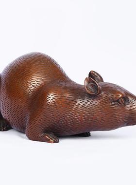 铜欣祥紫铜《福鼠》十二生肖老鼠家居办公室工艺品摆件商务礼品