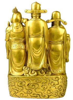 黄铜财神爷佛像摆件五路财神聚宝盆摆件家居摆件