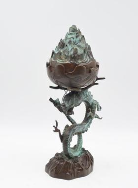 宏达 仿青铜龙博山香炉 青龙戏珠熏香炉中式工艺品摆件