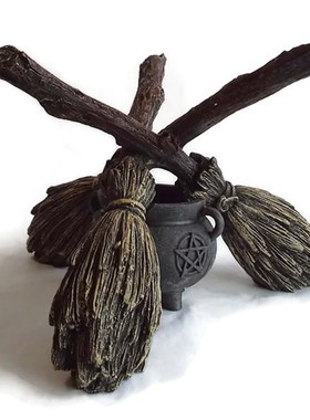 Beom水晶球展示架树脂扫帚塔罗桌面装饰支架水晶球底座球座