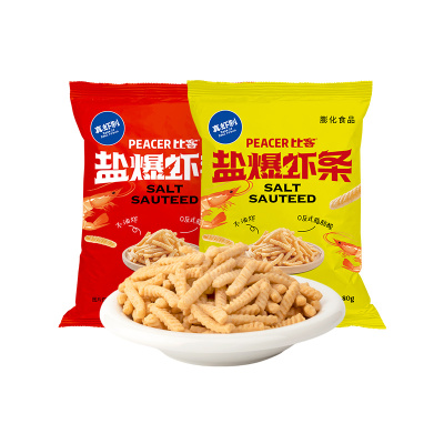 比客盐爆虾条非油炸膨化食品办公室解馋零食小吃休闲食品80g