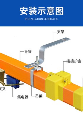 起重机管式滑触线集电器专用拨叉 3/4/5多极大中小号受电器支撑架