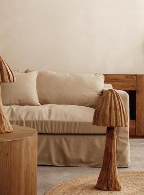 创意手工实木蘑菇落地摆件样房客厅软装饰开业送礼酒店大堂艺术品