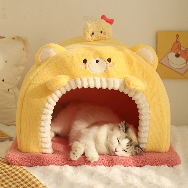 封闭式冬季保暖安全感窝猫咪睡窝冬日幼猫加厚V猫床沙发猫帐篷,淘宝优惠券,粉丝福利购,淘宝优惠卷