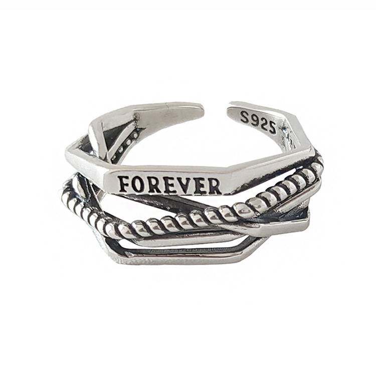 S925 sterling silver ring for women ins fashion index finger simple internet celebrity personality cool style adjustable fashion ring