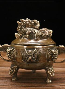 纯铜香炉用彷古 九龙薰香GLA炉香道佛具品 薰香炉居室佛堂檀香炉