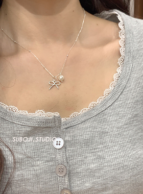 素泊集「蝴蝶珍珠」项链纯银925