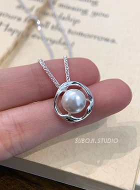 素泊集「几何」珍珠项链纯银925