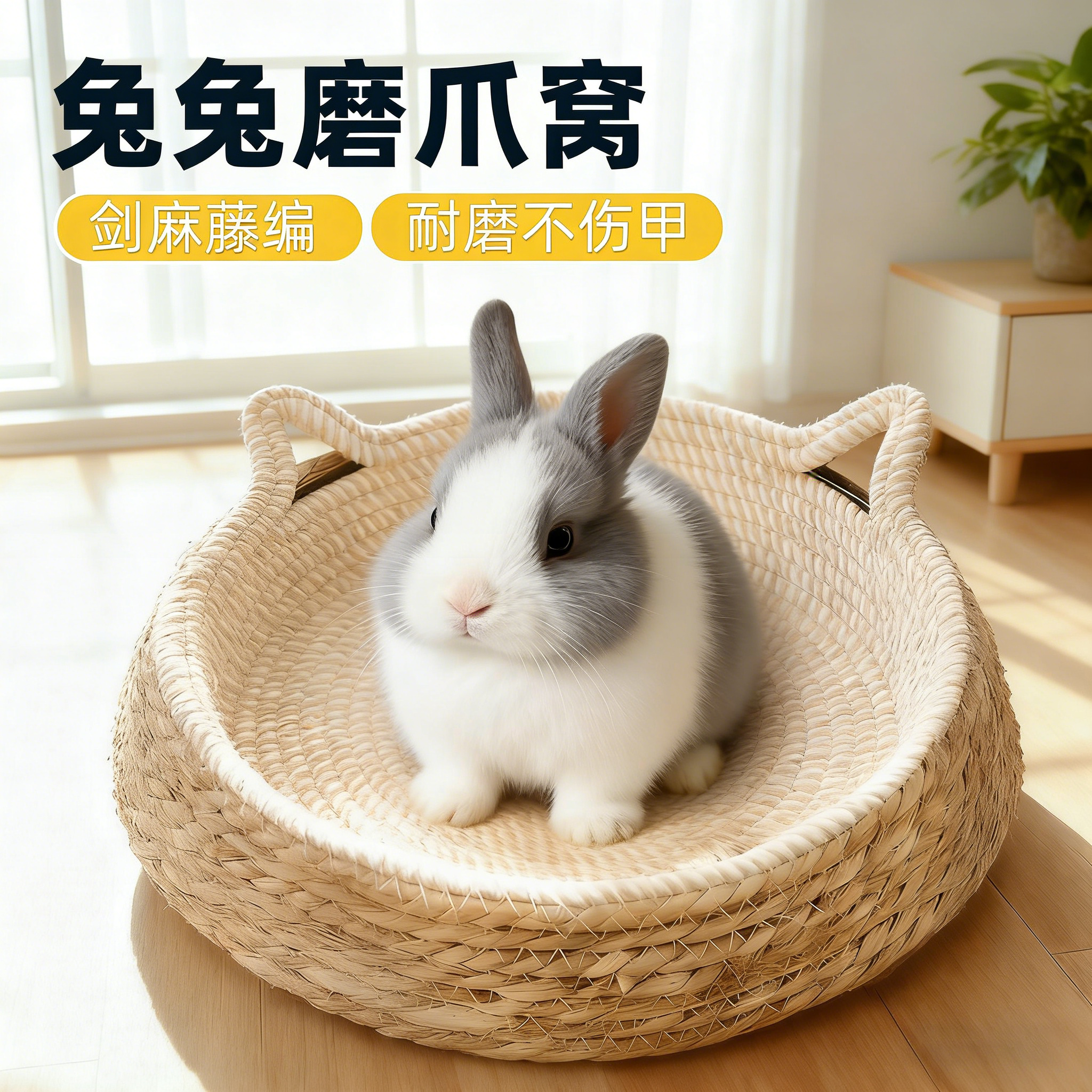 兔子窝垫磨爪玩具啃咬磨牙剑麻睡觉窝解闷神器侏儒荷兰猪四季通用,淘宝优惠券,粉丝福利购,淘宝优惠卷