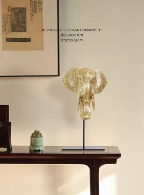 迷件屿家居新中工式吉象摆客厅玄关办品公室BND大象艺创意装饰品