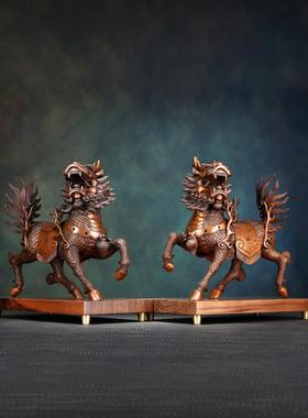 铜焰角独兽FVM庭装公饰品，一对家办公装饰品，司开幕乔迁礼物
