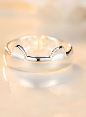 轻奢简约食指小巧猫咪耳朵开口