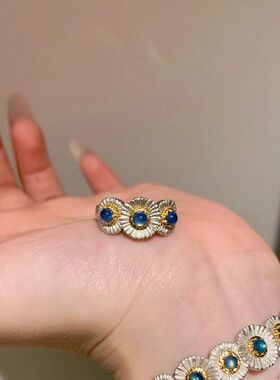 XBK法式手饰蓝色小精致小众中戒