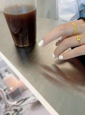 韩版925纯银爱心戒指INS线条交织交叉桃心开口戒个性同心结戒环女