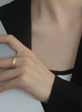 s925纯银镀金戒指女复古冷淡气质