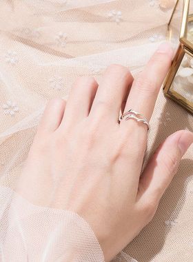 s925纯银鹿角戒指女个性冷淡设计