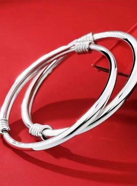 足银9999银丝小孩中童款脚镯大童光面经典款男女周岁生日礼物