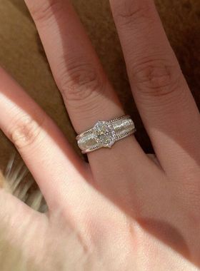 XBK指环超闪中古银色满圈宫廷风