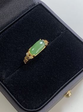 珠宝S925银镶和田碧玉戒指纯银小众设计高级感送妈妈