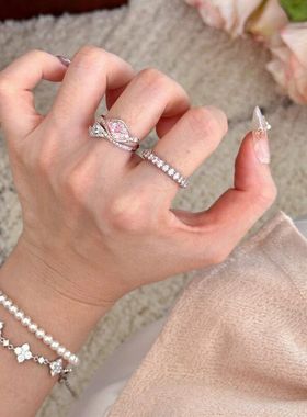 XBK食指马蹄莲清冷不规则镶钻戒