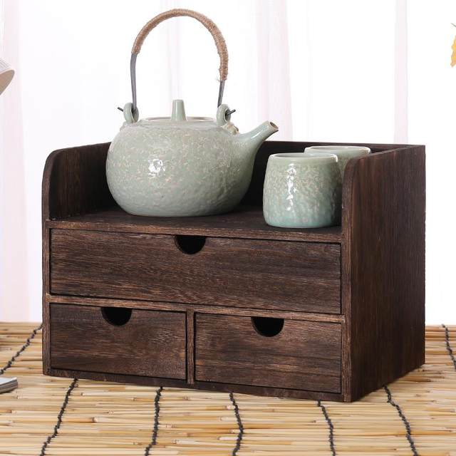 Solid wood desktop storage box office sorting storage rack student bay window bookshelf drawer wooden cosmetics sorting box