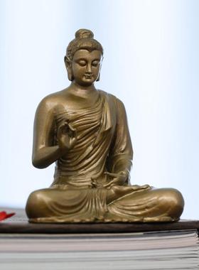 药师佛佛像摆件纯黄铜像供奉如来药师佛随身佛禅意中式家居装饰品