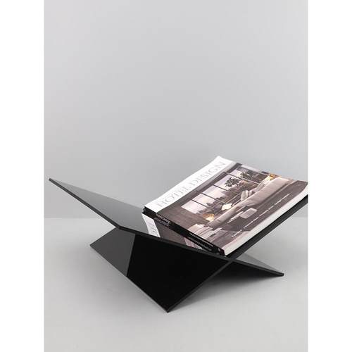 简约黑色亚克力杂志架摆件家居书房桌面收纳木质展示架书柜装饰品 - 图0