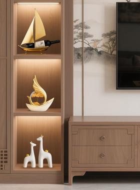一帆风顺帆船流沙画开业摆件轻奢高档客厅酒柜电视柜办公室装饰品