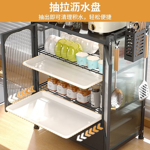 厨房碗柜家用双层带门台面碗碟收纳架放碗架碗筷收纳盒碗盘沥水架 - 图2