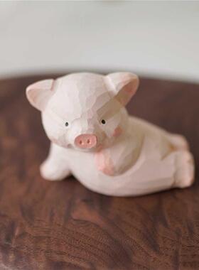 Joe/妖娆猪猪小木雕摆件桌面创意可爱 美猪出浴搞怪小礼物