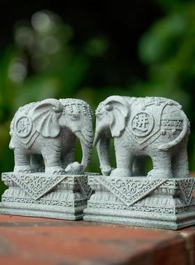 青石大象招财镇宅摆件一对客厅办公桌摆放玄关庭院吸水象工艺礼品