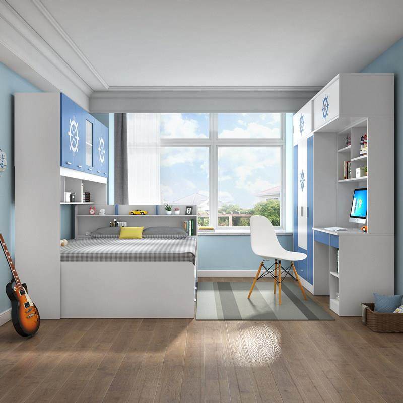 儿童衣柜带书桌办公桌一体组合储物男生挂衣橱小户型男孩家用卧室,淘宝优惠券,粉丝福利购,淘宝优惠卷