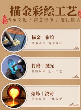 天然玉石平安扣松树摆件新中式玄关柜客厅家居书房高端大气装饰品