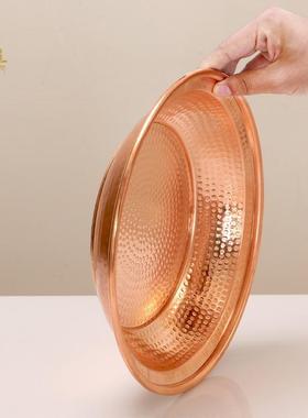 藏式果盘红铜盆洗脸盆洗漱婚庆盆加厚大口径铜盘家用供果盘多用盘