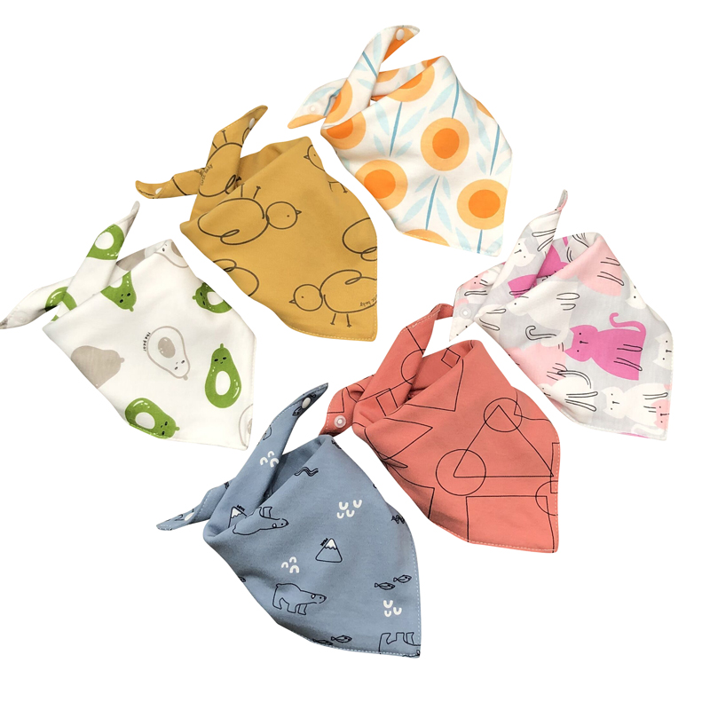All pure cotton era baby saliva towel newborn baby bib full cotton children's double layer snap triangle towel for boys and girls