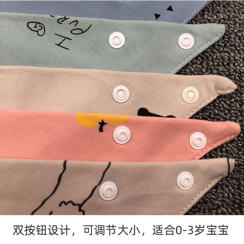 All pure cotton era baby saliva towel newborn baby bib full cotton children's double layer snap triangle towel for boys and girls